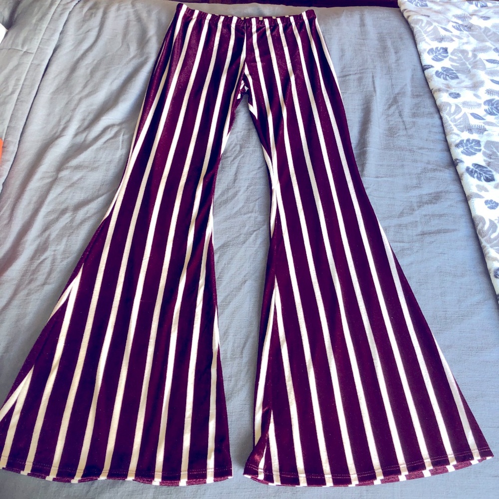 Velvet Stripe Burgundy Bells